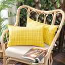 Woaboy Outdoor Waterproof Throw Pillow Covers Decorative Water Resistant Pillowcases Farmhouse Linen Lumbar Cushion Covers for Bed Sofa Couch Car Living Room Pack of 2 12x20 inch Yellow