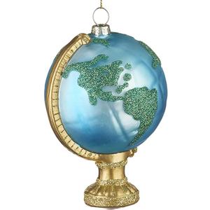 Earth World Globe Christmas Figurine Ornament 5" Glass Hanging Ornament Christmas Tree Decoration