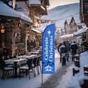 7 ft Celebrate Christmas Feather Flag with Pole Kit Outdoor Christmas Windless Swooper Flag Religious Banner for Outside Church Decoration Holiday Xmas Party Supplies