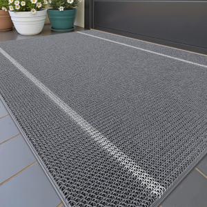 Color&Geometry Front Double Door Mats Outdoor Large Doormat for Outside Entry Home Entrance Back Porch Patio Waterproof | Heavy Duty Outdoors Floor Welcome Matts Exterior - 36"x60" Grey