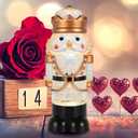 Valentine's Day Nutcracker Soldier Snow Globe with Music & 6H Timer Water Snow Globe Lantern USB & Battery Operated Tabletop Decoration for Valentine Festival Decorations Gifts (Gold Nutcracker)