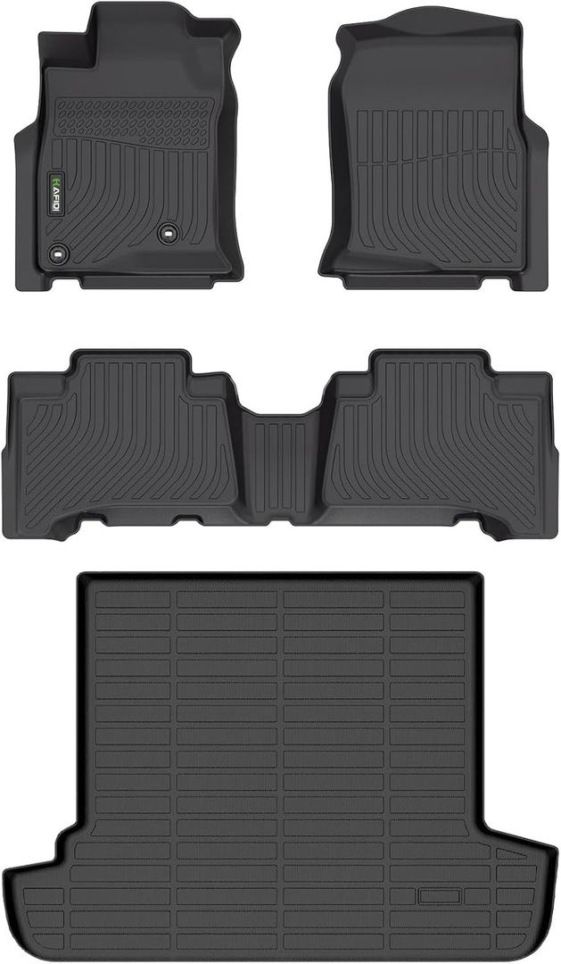 Floor Mats & Cargo Liner Custom for 2003-2009 Toyota 4Runner 5 Seats (4th gen) All Weather Protection TPE Heavy Duty Non-Slip Automotive Floor Liners Fits Full Set Accessories, Black