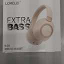 LORELEI B-C6 Wireless Over Ear Headphones, 50H Playtime Foldable Lightweight Bluetooth Headsets, Deep Bass, Built-in Microphone, Memory Foam Earmuff, for Travel, Home Office (Beige White)