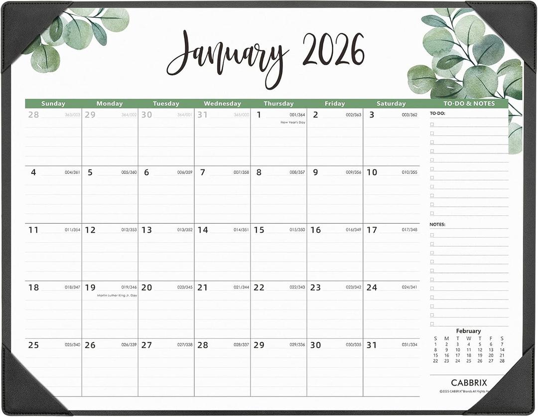 Large Desk Calendar 2026 with Desktop Mat, Cabbrix Desk Pad Calendar 22 x 17 Inch Covering January 2026 to June 2027, Desk Blotter Calendar 2026 for Home School and Office