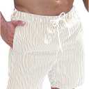 SOLY HUX Men's Striped Beach Shorts Swimwear Bottom Swim Trunks with Compression Liner (Large)