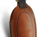 Leather Key Fob Cover, Leather Key Case Full Protector Compatible with Ioniq 6 Grandeur KONA Santa Fe 7 Buttons smart Key (Brown)