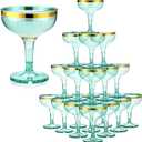 Zopeal 30 Pcs Sage Green Champagne Glasses 5 oz Plastic Champagne Tower Disposable Martini Glasses Stackable Stemmed Margarita Coupe for Wedding Birthday Halloween Party Bar