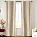 INOVADAY 100% Blackout Curtains 84 Inches Length 2 Panels Set, Back Tab/Rod Pocket Linen Black Out Curtains for Bedroom, Thermal Insulated Window Drapes - Oatmeal, W50 X L84