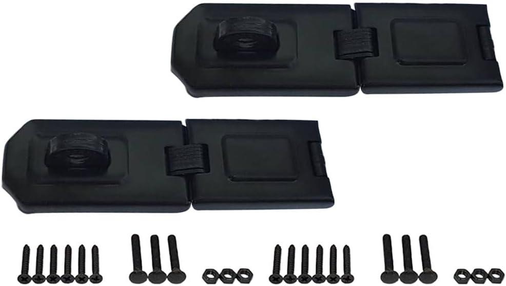 QCAA Extra Heavy Duty Concealed Safety Hasp, Flexible Link, with Hardened Staple, 6-1/4" Single Flexible, Black Coated, 2 Pack