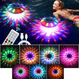 Rechargeable Floating Pool Lights (1 Pack) - Pool Light with Vibrant RGB Colors, IP68 Waterproof Floating Lights, Upper and Lower Color Changing Led Lights for Pools, Hot Tubs and Garden