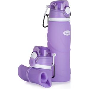 Kemier Collapsible Silicone Water Bottles-750ML,Medical Grade,BPA Free Travel Water Bottle Can Roll Up,26oz,Leak Proof Foldable Sports & Outdoor Water Bottles
