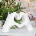 HMASYO Heart Hand Sculpture Music Singer Love Finger Resin Statue, Aesthetic Home Decor for Coffee Table & Bookshelf, Unique Birthday Idea for Girls Sisters Girlfriend Mom Teacher(No Bracelet) (White)