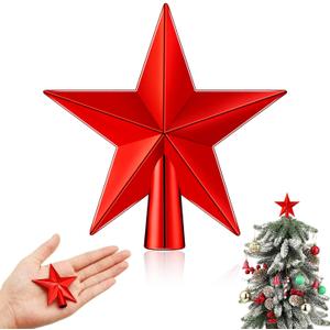 Hanaive Valentines Tree Topper Mini Star Small Treetop for Christmas Tree Star Ornaments Decorative for Home Xmas Holiday Party(Red,2.36 Inch,Plated)