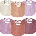 Muslin Baby Bibs for Unisex Boys Girls, Cotton Drool Bibs, Adjustable Newborn Bibs for Drooling and Teething (6 Pack-pink)