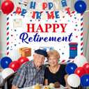 Mailman Retirement Party Decorations Red Blue Mail Happy Retirement Banner Backdrop Mail Truck Mailbox Cake and Cupcake Toppers with Balloons Kit for Postal Worker Retired Party Supplies