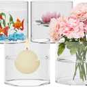 SUREHOME Glass Cylinder Vases for Centerpieces, 6  6" Wide Mouth Flower Vase, 8 Pcs Large Clear Hurricane Glass Candle Holders Opening Round Floating Candle Vases Bulk for Home Wedding Party Decor (6 x 6 Inch, Set of 8)