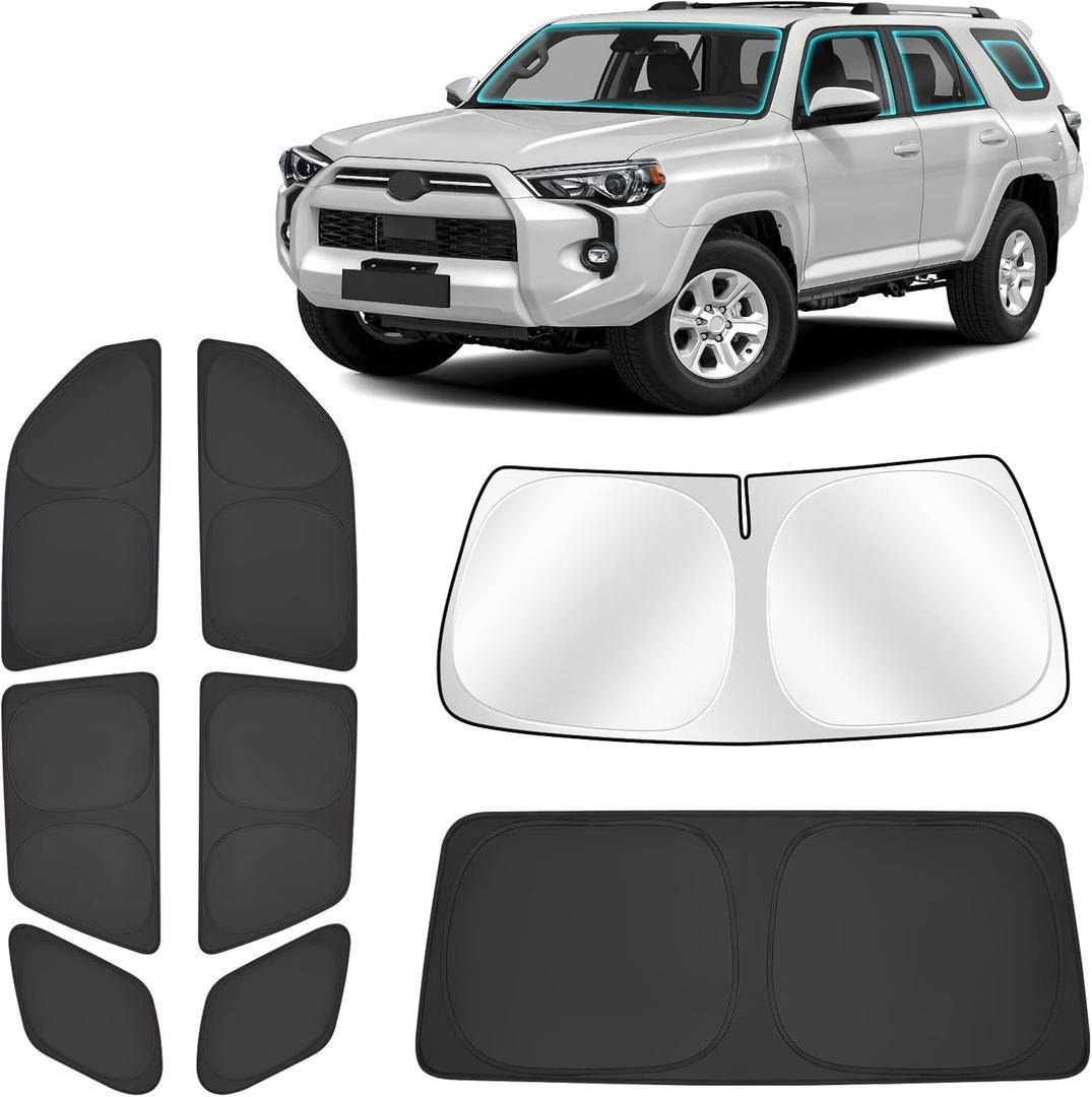 ZATOTOO Car Window Shades for 2017-2024 Toyota 4Runner Sun Shade for Windshield & Side Window, Blackout Car Window Cover for Privacy, Heat UV Ray Sun Blocker Privacy Window Curtain for Camp Nap, 8Pack