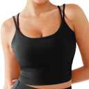 BRXL Womens Twist Back Sports Bra Longline Buttery Soft Low Impact Yoga Bra Removable Pads Scoop Neck Crop Top (Black, M)