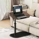 Adjustable Height C Shaped End Table,19.6 Inch Desk Top-360 Swivel Tray Tables,0-90 Tiltable Laptop Table,with Detachable Baffle Couch Side Table,Bed Side Table,TV Dinner Table,Walnut