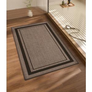 chakme Bathroom Rugs Mat 32x17, Ultra Thin Non Slip Bath Mat Quick Dry Absorbent Bath Mat for Bathroom Floor, (Dark Beige, 32"x17")