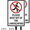 Please Keep Off Of The Landscaping Sign with Stakes 2 Pack Rust Free Aluminum Signage 12  8 Inches Keep Off Landscaping Signs for Yard Lawn Garden Outdoor