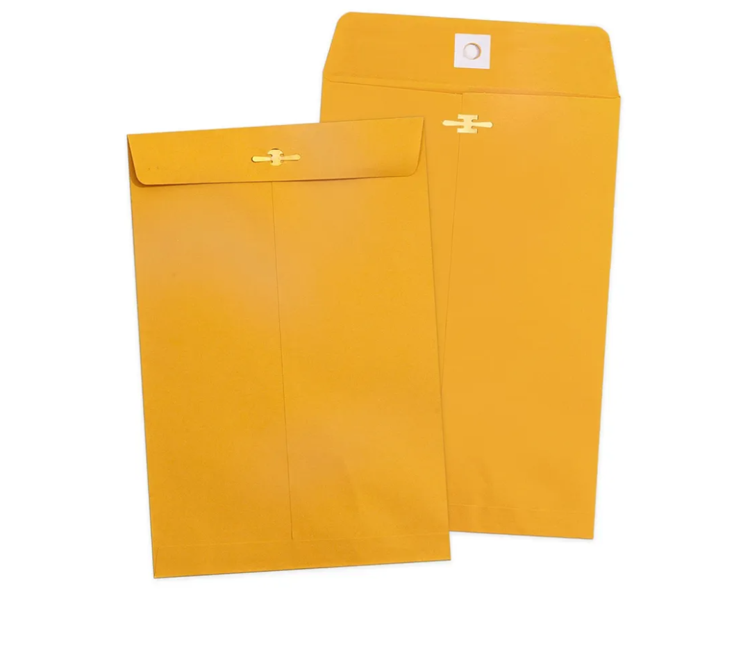 6x9 Clasp Envelopes - 100 Pack, Goefun Yellow Manilla Envelopes 6x9, 100GSM Heavy Kraft Paper, for Business, Legal, Office