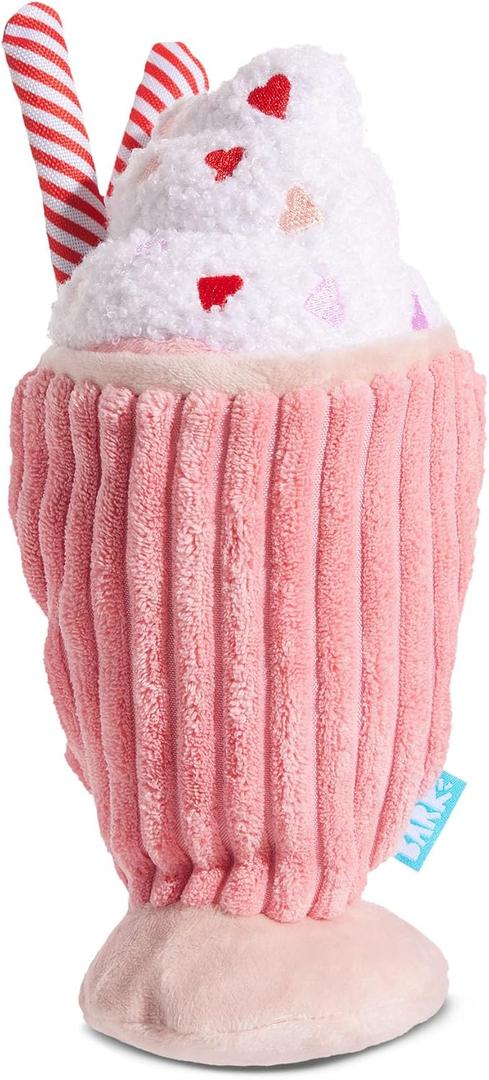 Barkbox Red Whine Milkshake Dog Toy Squeaky Dog Toys Plush Dog Toys Puppy and Pet Toys for X-Small to Small Dogs