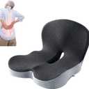 Memory Foam L-Shaped Integrated Seat Cushions - Office Chair Seat Cushion, Seat Cushion for Tailbone Pain Relief, Car Seat Cushions for Driving Lumbar Support (Black Gray)