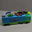 Carrier Truck Race Track Toddler Toys, Foldable 3 Layer Toddler Track Playset, Dinosaur Toy Truck Transport Car Carrier & 8 Race Cars, Truck Car Kids Toy Gifts for Age 3 4 5 6+ Year Old Boys Girls