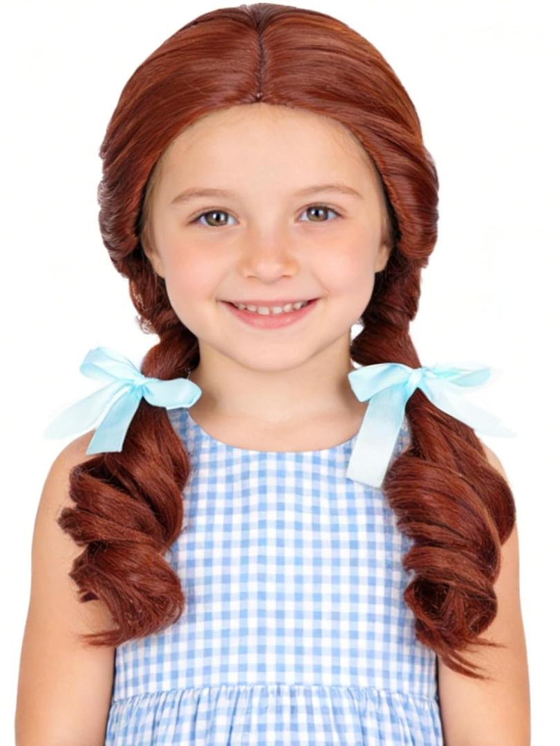 Half and Half Long Dark Brown Braided Wig Red Brown Twin Braids Wigs Synthetic Hair for Halloween Party