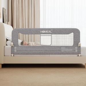 HOMEAL Bed Rail for Toddlers, 59in Swing Down Baby Bed Rail Guard, Toddler Bed Rails for King Size Beds, Twin, Full, Queen, Bed Guard Rail for Toddlers, Grey