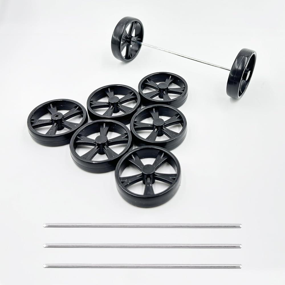 8PCS Model Toy Car Wheel RC Car Wheel Tire with 2mm Dia Shaft for RC Car Truck Robot DIY Model Toy Building Parts (2x38mm Black)