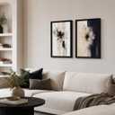 Framed 3D Canvas Abstract Floral Wall Art Modern Minimalist Black And White Flower Print Poster Gallery Style Painting Print For Living Room Bedroom Bathroom Office 16x24 Inch 2-Piece Set