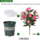 Artificial Flowers for Outdoors, 2 Set Fake Potted Flowers 12 Bundles UV Resistant Realistic Silk Faux Impatiens with Pot for Outside Balcony Garden Window Box, Rose