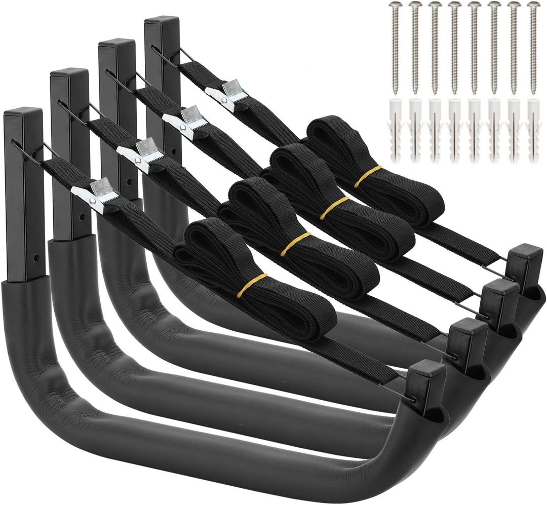 Kayak Storage Hooks, Wall Mount Garage Canoe Storage Hangers for Kayaks or Paddleboards, Heavy Duty Wall Rack
