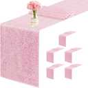 6 Packs 12 x 72 inches Sequin Table Runner, Pink Glitter Table Runner for Birthday Party Supplies Wedding Engagement Baby Shower Holiday Celebration Event Decorations
