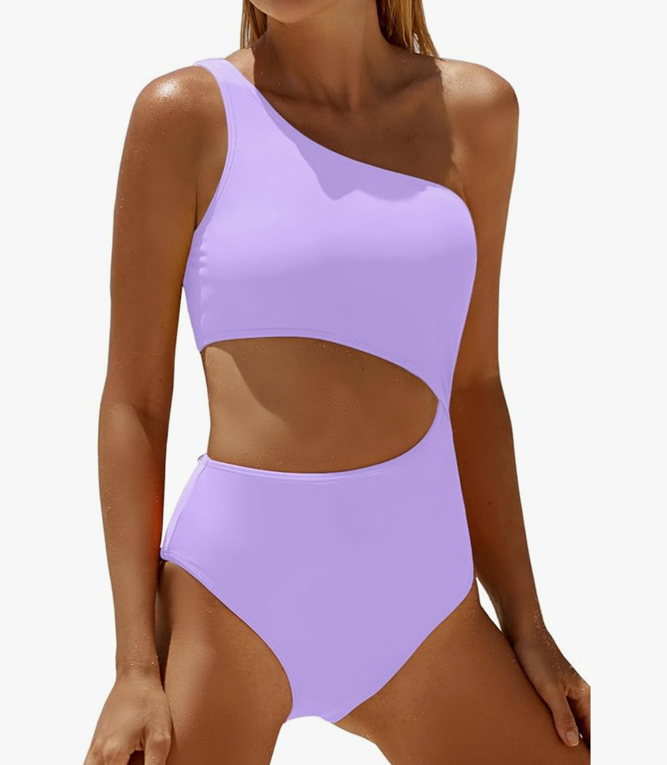 Women's One Piece Swimsuit- One Shoulder Bathing Suit Cutout Tummy Control Swimwear M