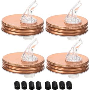 Mason Jar Pour Lid,Free Flow Pouring for Moonshine Fruit Wine,fit 2.75 Inch Regular Mouth Mason Jar,Dust Proof Cover,No-Leaking,Rose Golden QurHapzy, (4Pack)