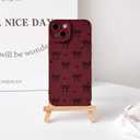NITITOP Compatible for iPhone 15 Plus Case Cute Bow Knot - Wine Red | Aesthetic, Stylish, Ribbon bow love heart pattern, Full-lens protection, For girls women, Soft TPU, Shockproof, Waterproof