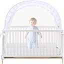 Lazyzzzz Crib Tent - Pop Up Crib Canopy with Double Zipper Self-Locked,1200 Holes/Inch Mesh Crib Net to Keep from Climbing Out, Portable Easy Install Mosquito Net 55" L x 27" W x 51" H White