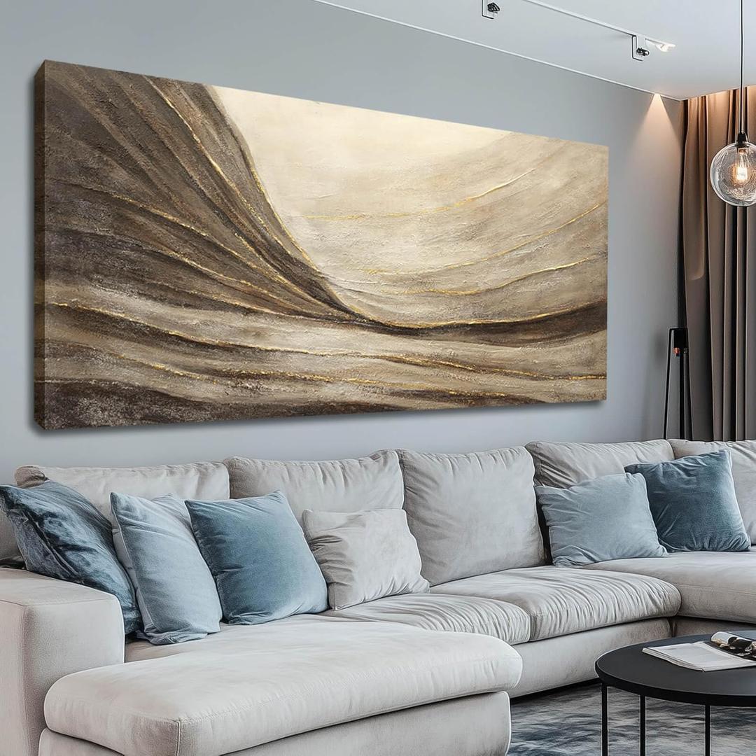 WINKAILIN Abstract Canvas Wall Art Modern Wall Decor Brown and Grey Artwork for Bedroom Dining Room Big Painting for Living Room 29x58 Inch (58L" x 29W")