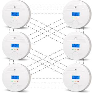 Interconnected Smoke and Carbon Monoxide Detector, 10-Year Battery Wireless Interlinked Smoke & CO Alarm with Dual Sensors, Home Fire & CO Safety Protection (6 Pack)