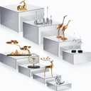 Geelin 8 Pack Acrylic Buffet Risers - 3 to 10 Inch Decorative Cube Boxes, Display Stands with Hollow Bottoms for Food Jewelry Table Display Supplies(Silver,Flat)