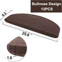 Qingbei Rina Stair Treads,8.7x26 13 PCS Stair Treads Non Slip Indoor,Stair Runner for Wooden Steps,Bullnose Stair Carpet for Dogs Kids(Brown)