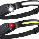 Headlamp Rechargeable 2PCS, 230° Wide Beam Head Lamp LED with Motion Sensor for Adults - Camping Accessories Gear, Waterproof Head Light Flashlight for Hiking, Running, Repairing, Fishing, Cycling