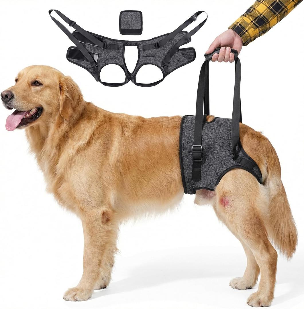 Dog Lift Harness for Back LegsSturdy Dog Support SlingHip Sling Carrier for Large Medium Canine, Stair Helper for Aid Old Ligament Rehabilitation Pet, Grey-XL (XL-waist 24"-30")