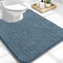 OLANLY Toilet Rugs U-Shaped 24x20, Extra Soft Absorbent Chenille Contour Bathroom Rugs for Toilet, Dry Quickly, Machine Washable, Non-Slip Bath Mat, Airy Blue