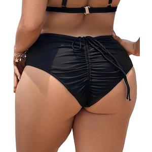Leoparts Plus Size Women's Bikini Bottom High Waisted Drawstring Swimsuit Bottoms Ruched Full Coverage Bathing Suit Briefs, Large