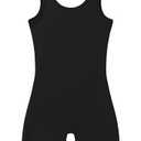 LUOUSE Skinny Girls Gymnastics Leotards Toddler Scoop Neck With Shorts, Little Kids Slim Dancewear Workoutwear Unitards Biketards Black 10-11 Years