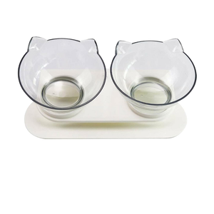 Dog Bowls, Cat Ears Shaped Dog Cat Feed Bowls 15° Tilt Design Anti-Slip Double Bowls Raised Stand Food Water Bowl Dog Feeder Pets Supplies